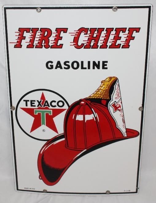 Texaco Fire Chief Gasoline SSP Porcelain Pump Plate Sign (1 of 6)