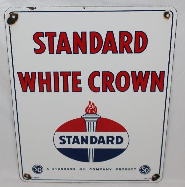Standard White Crown Porcelain Pump Plate Sign (1 of 6)