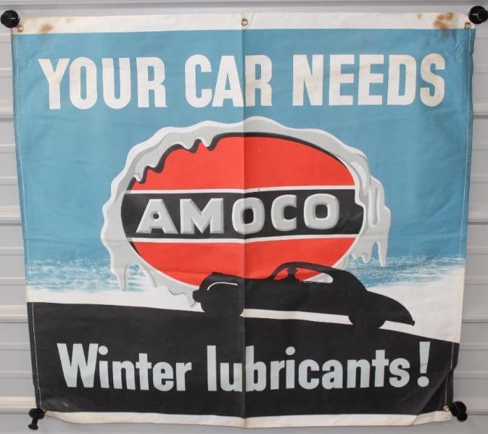 Amoco Your Car Needs Winter Lubricants Advertising Canvas Banner (1 of 7)
