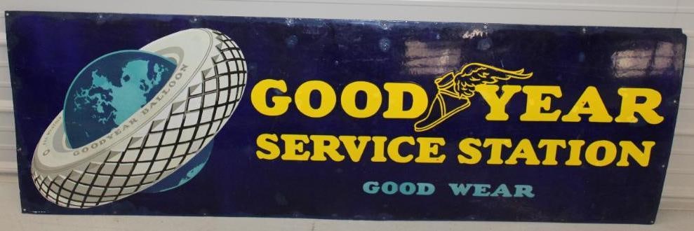 Goodyear Service Station Horizontal Porcelain SSP Sign (1 of 5)