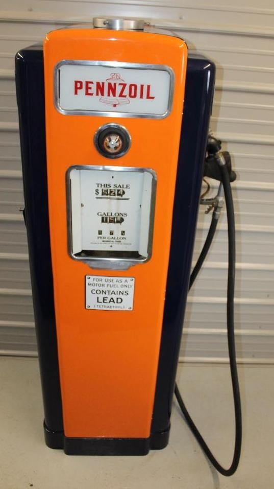 Wayne 70 Four Ad Glass Restored as a Pennzoil Pennzip Gas Pump (1 of 20)