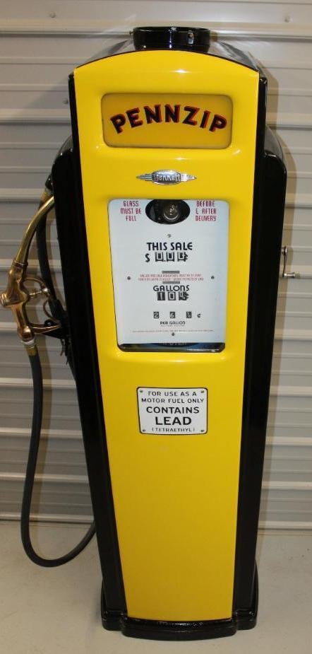 Bennet 541 Four Ad Glass Restored as a Pennzip Gas Pump (1 of 20)