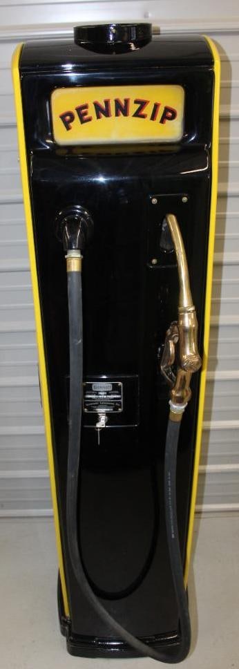 Bennet 541 Four Ad Glass Restored as a Pennzip Gas Pump - 7