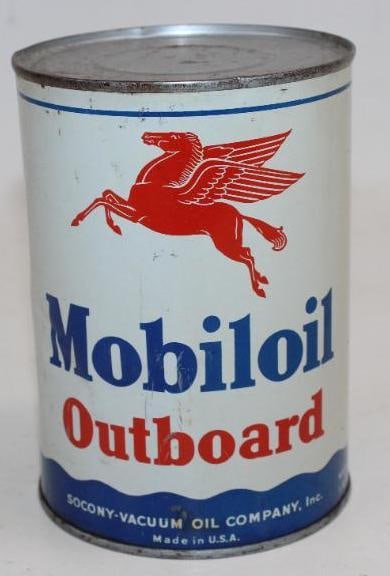 Socony-Vacuum Mobiloil Outboard One Quart Metal Oil Can (1 of 10)