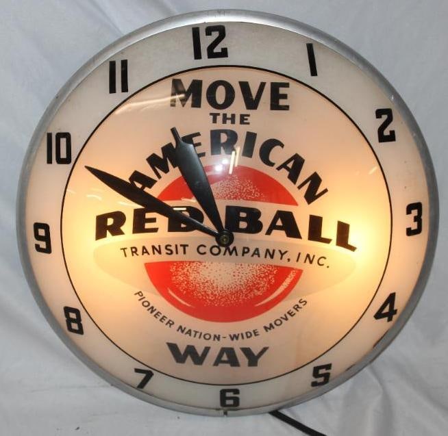 American Red Ball Transit Company Double Bubble Advertising Clock (1 of 8)