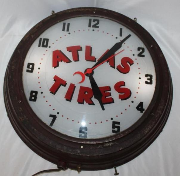 Atlas Tires Light Up Advertising Clock (1 of 11)