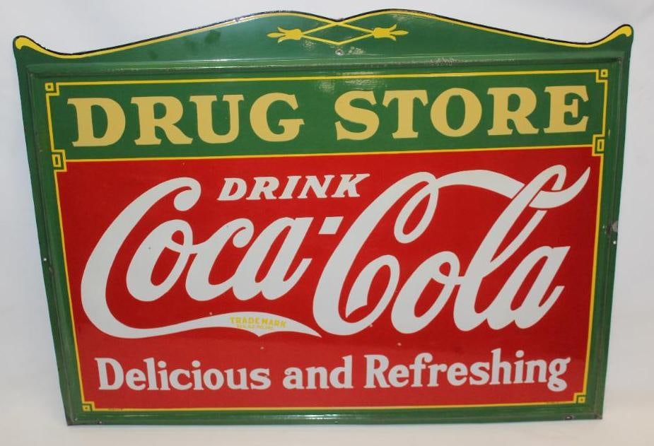 Drink Coca-Cola Delicious and Refreshing Drug Store Embossed Advertising SSP Porcelain Sign (1 of 15)