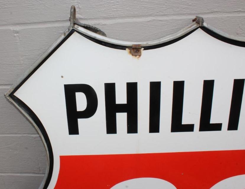 Phillips 66 DSP Porcelain 48" Gas Station Identification Sign with Original Hanging Bracket - 10