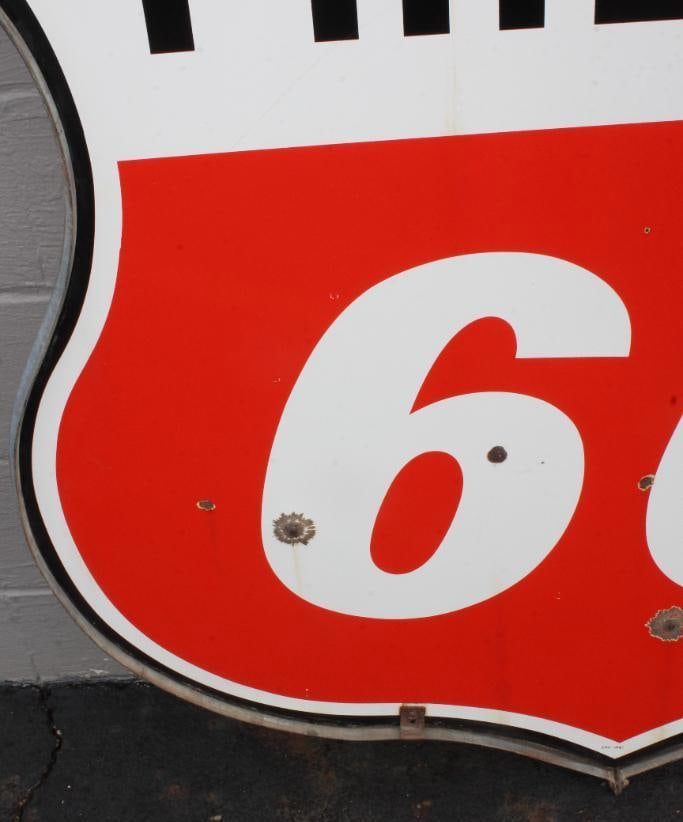 Phillips 66 DSP Porcelain 48" Gas Station Identification Sign with Original Hanging Bracket - 13