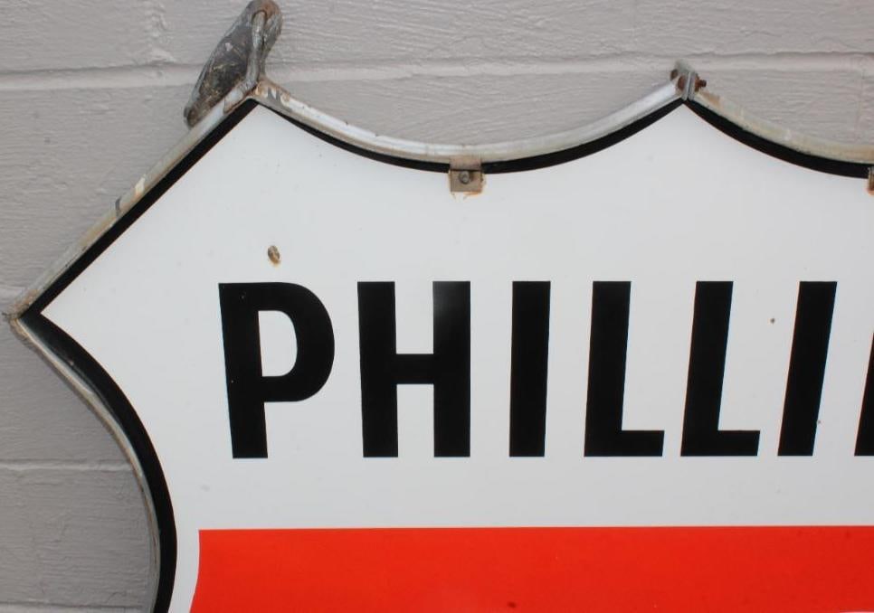 Phillips 66 DSP Porcelain 48" Gas Station Identification Sign with Original Hanging Bracket - 2