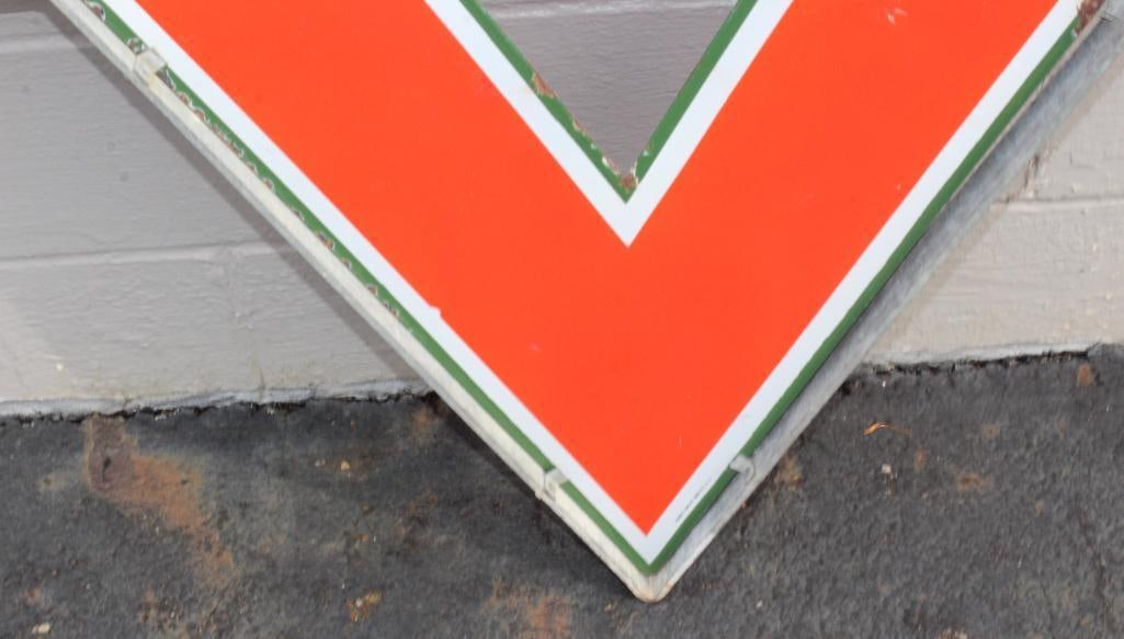 Conoco DSP Die Cut Porcelain Gas Station Identification Sign with Original Hanging Bracket - 13