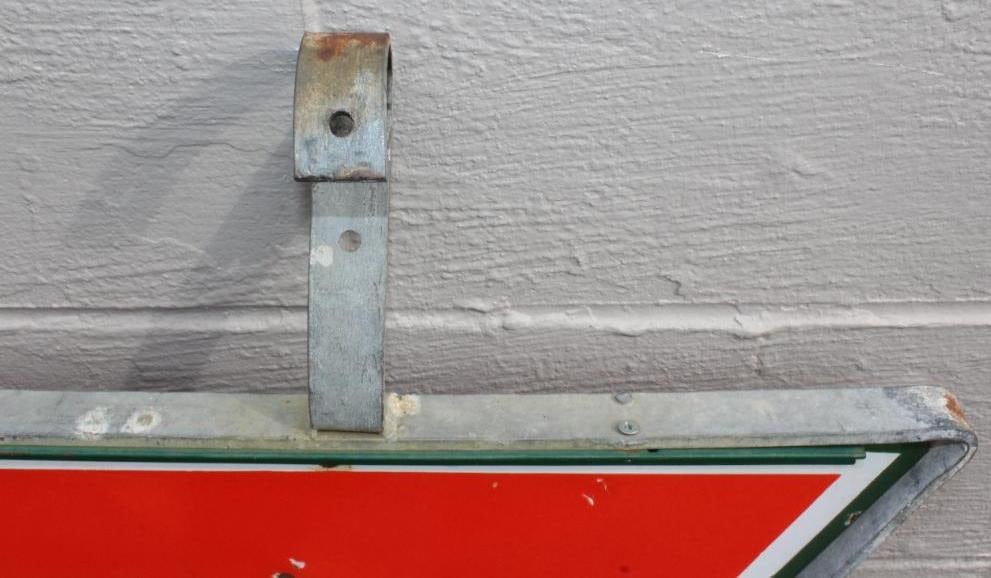 Conoco DSP Die Cut Porcelain Gas Station Identification Sign with Original Hanging Bracket - 6