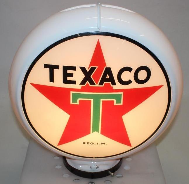Texaco 13.5 Inch Complete Gas Pump Globe: These are two nice lenses mounted on a new Capco body.