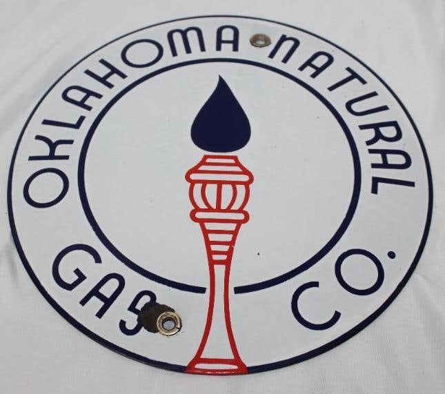 Oklahoma Natural Gas Co. Porcelain SSP Sign (1 of 3)