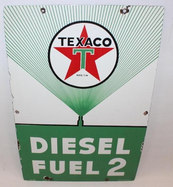 Texaco Diesel Fuel 2 SSP Porcelain Gas Pump Plate Sign (1 of 6)
