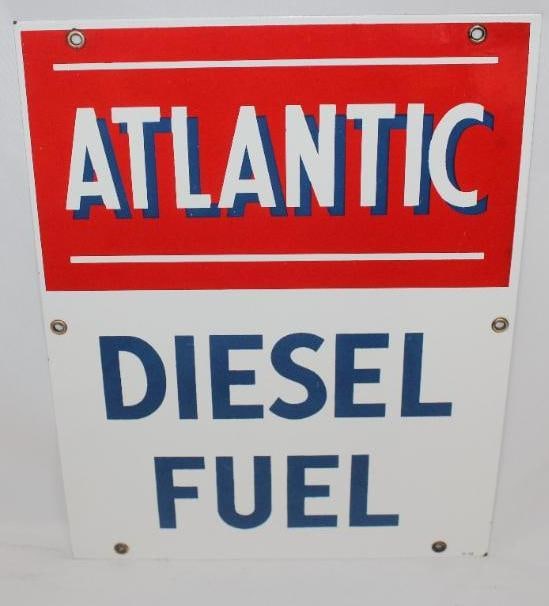 Atlantic Diesel Fuel Porcelain Pump Plate Sign (1 of 5)