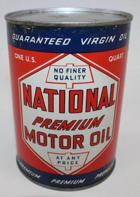 National Premium Motor Oil Metal One Quart Oil Can with 40? Pricer (1 of 8)