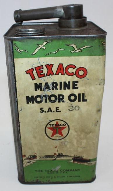 Graphic Texaco Marine Square One Gallon Metal Oil Can with Boat and Seagull Graphics (1 of 15)