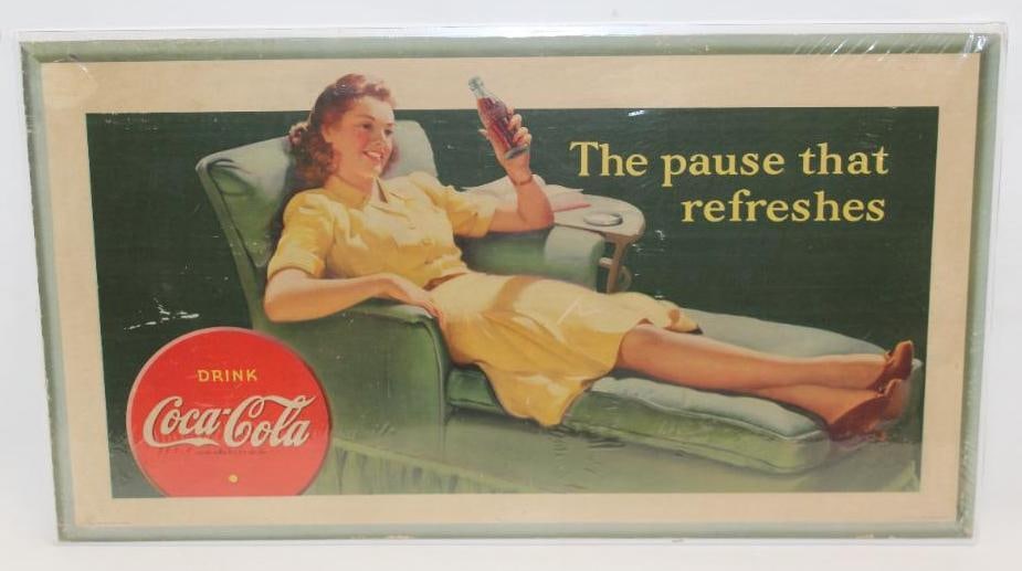 1942 Drink Coca-Cola "The Pause that Refreshes" Advertising Sign (1 of 7)