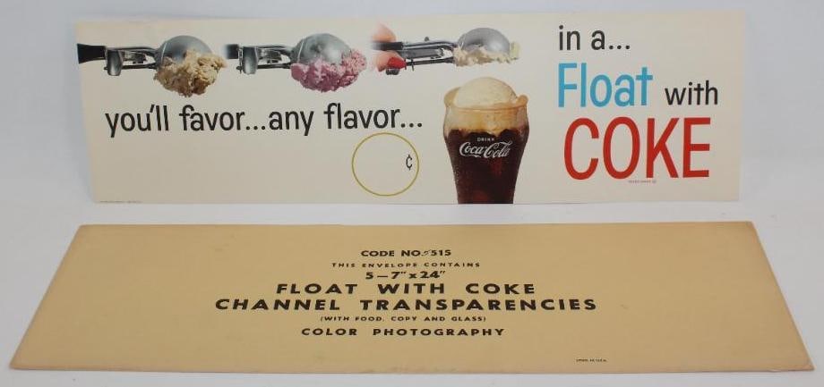 NOS You'll Favor Any Flavor Coca-Cola Double Sided Advertising Sign with Original Shipping Envelope: This paper sign in very good condition. It measures 7" x 24" and is graded a 9.