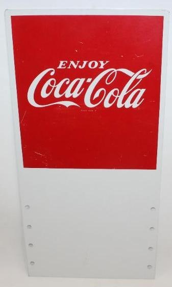 Things go Better with Coke Coca-Cola DST Advertising Sign: This sign is in good condition with some minor surface scratches. This sign measures 8.25" x 16.5" and is graded an 8.75 on both sides.