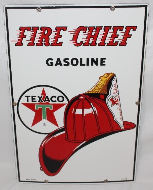 Texaco Fire Chief Gasoline SSP Porcelain Pump Plate Sign (1 of 6)