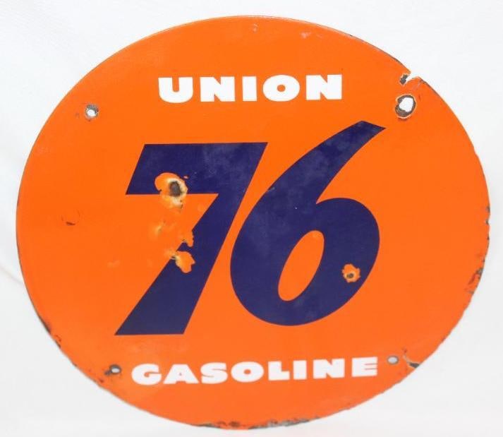 Union 76 Gasoline Porcelain Pump Plate Sign (1 of 4)