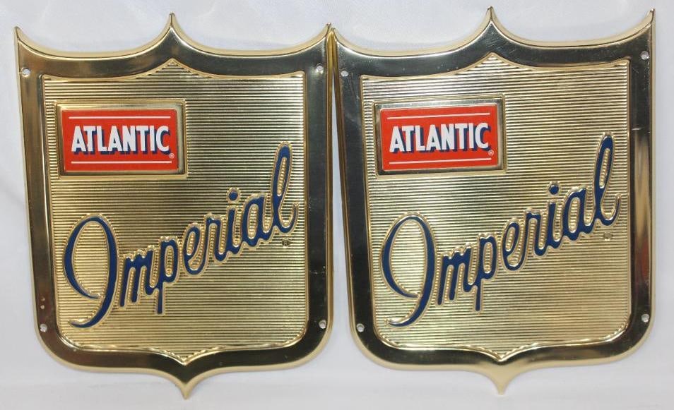 Atlantic Imperial Embossed Metal Pump Plate Sign: This sign is in overall great condition with only minor wear. It measures 11.5" x 9" and is graded a 9+.