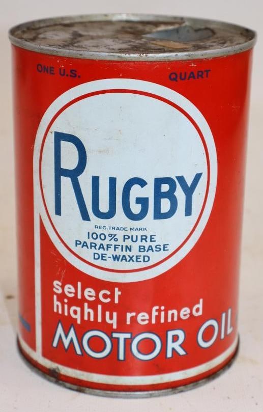 Rugby One Quart Metal Oil Can: Empty. 4" x 4" x 5.5"