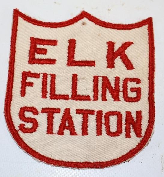 Elk Filling Station Shield Shaped Gas Station Shirt Patch: 3.5" x 4"