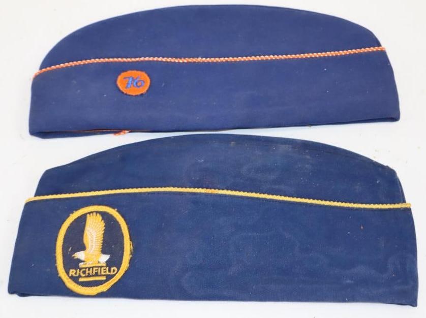 Group of 2 Union 76 & Richfield Gas Station Attendant Hats: large & 7-3/8"