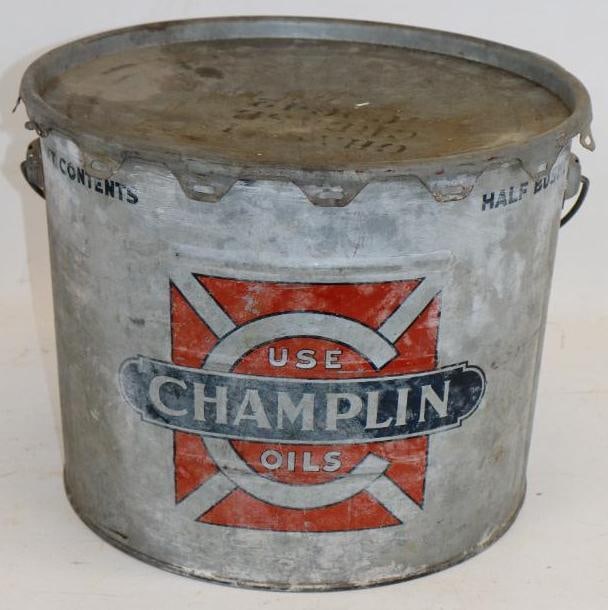 Champlin Half Bushel Galvanized Grease Can: 13" x 13" x 10"
