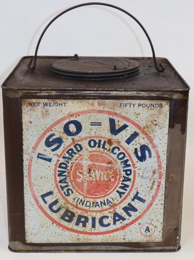 Standard Oil of Indiana Iso-Vis Fifty Pound Grease Can: 12" x 12" x 11.5"