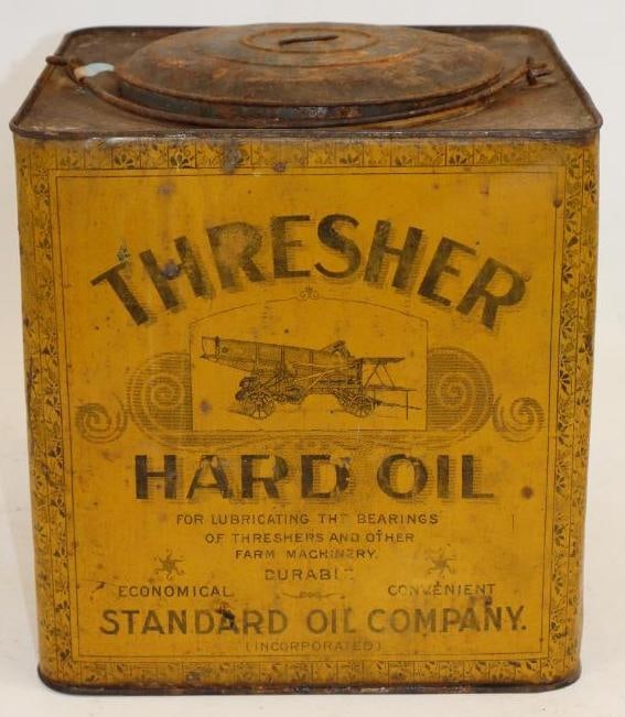 Standard Oil Company Thresher Twenty Five Pound Hard Oil Grease Can: 9.25" x 9.25" x 9.75"
