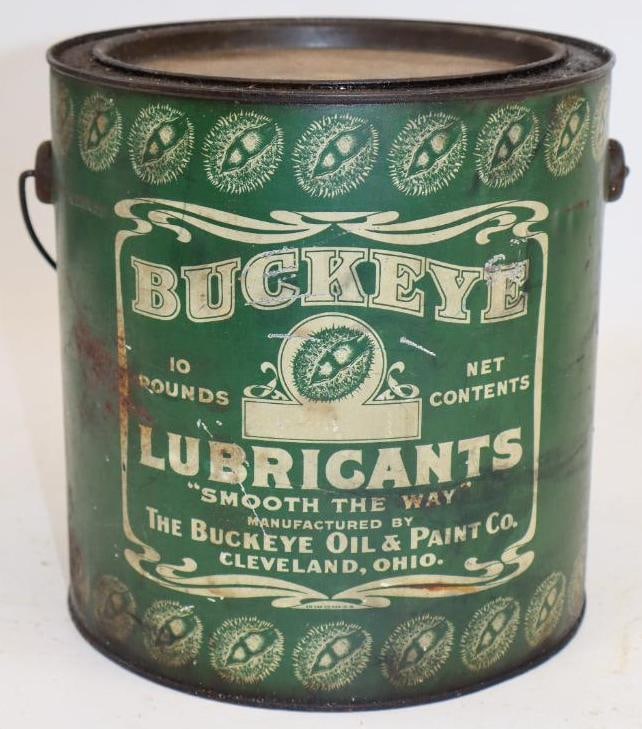 Buckeye Oil Ten Pound Graphic Grease Can: 7.5" x 7.5" x 8"