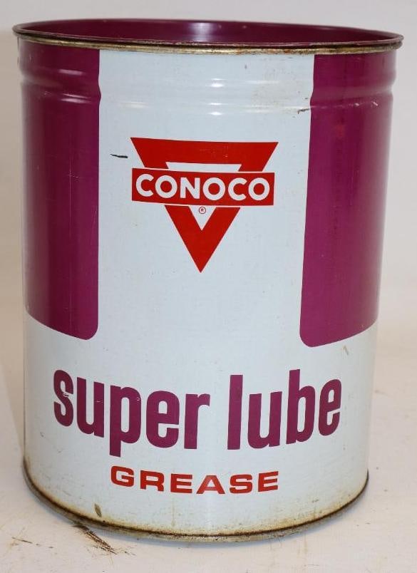 Conoco Super Lube Ten Pound Grease Can: 7.5" x 7.5" x 8.75"