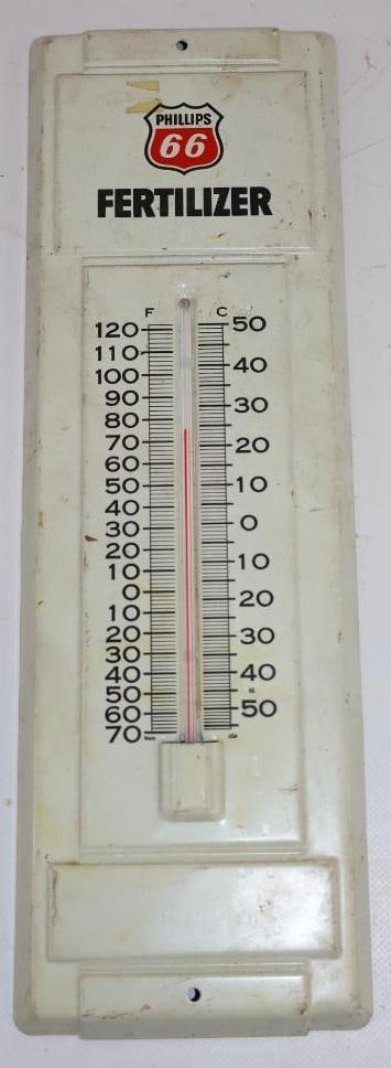Phillips 66 Fertilizer Advertising Thermometer: Therm is working. 4.5" x 14"