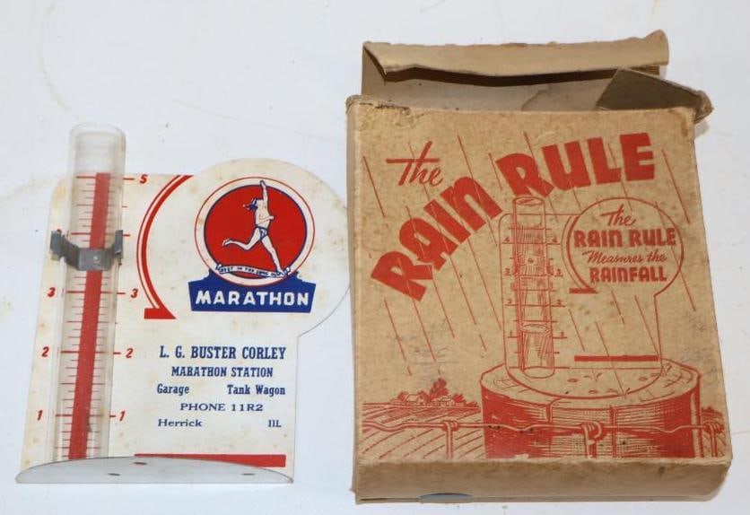Marathon 'Best in the Long Run' Advertising Rain Gauge in Original Box: 5.5" x 6" x 2.25"
