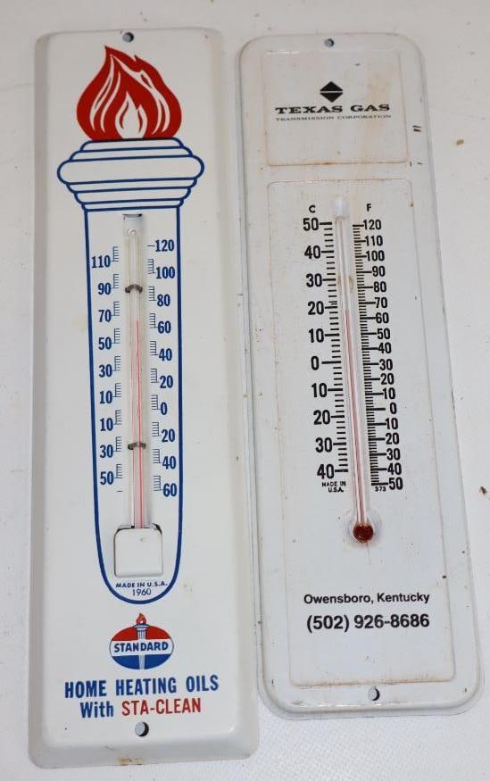 Group of 2 Standard Home Heating Oils & Texas Gas Advertising Thermometers (1 of 4)
