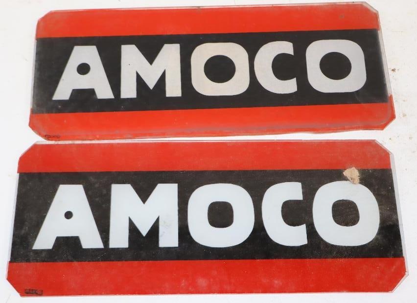 Group of 2 Amoco Advertising Ad Glass: 10.25" x 4.25" each