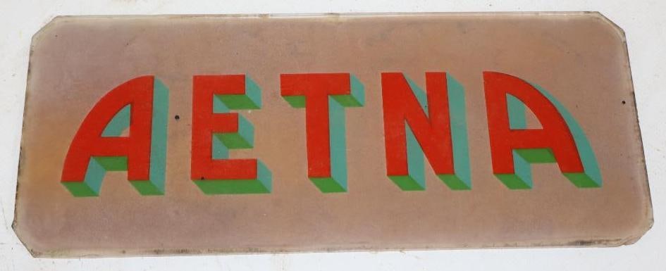 Etna Advertising Gas Pump Ad Glass: 10.25" x 4.25"