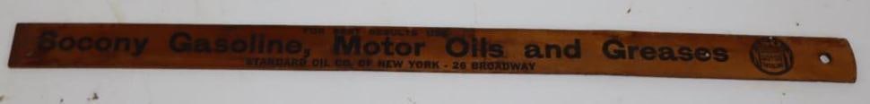 Socony Wooden Gasoline Gauge Stick: 17" x 1"