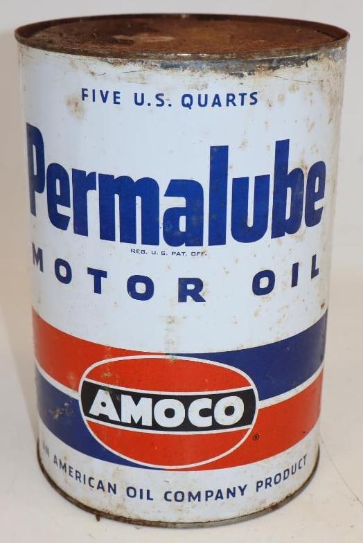 Amoco Permalube Five Quart Metal Oil Can (1 of 4)