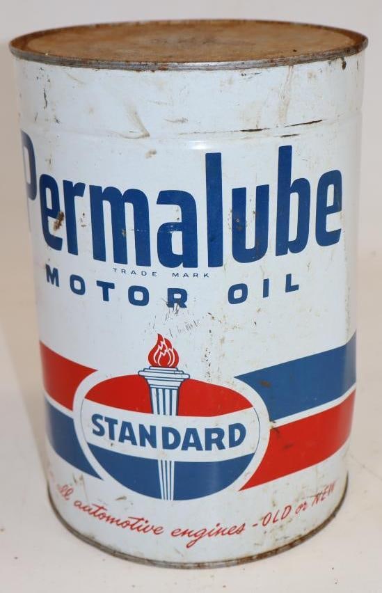 Standard Permalube Five Quart Metal Oil Can with Upper Body Bead Line (1 of 5)