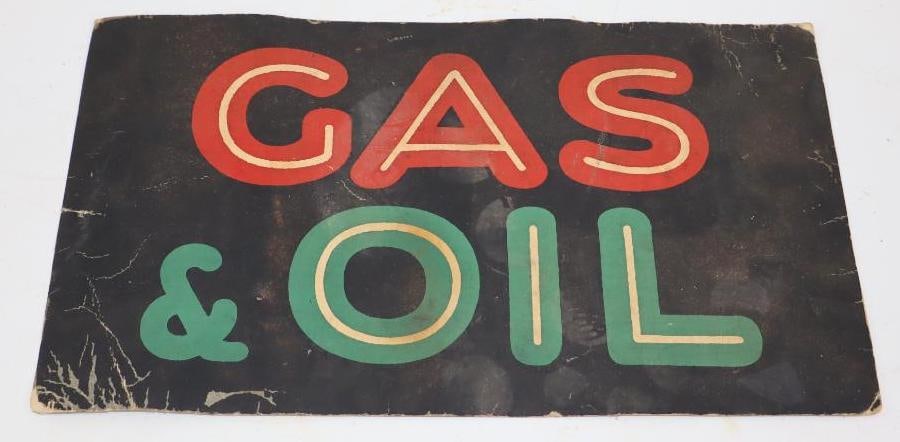 Single Sided Cardboard Gas and Oil Advertising Gas Station Sign: 14" x 8"