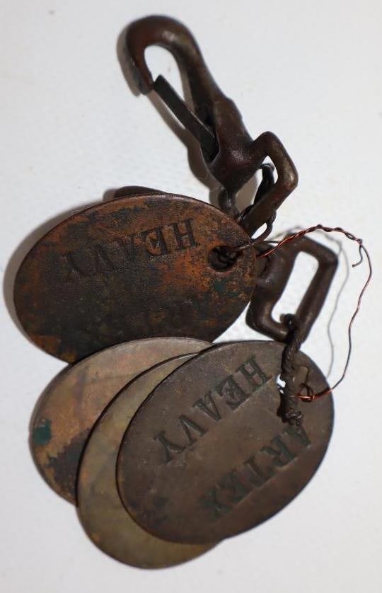 Group of 4 Artex Brass Oil Tags: 1.25" x 1.5" each