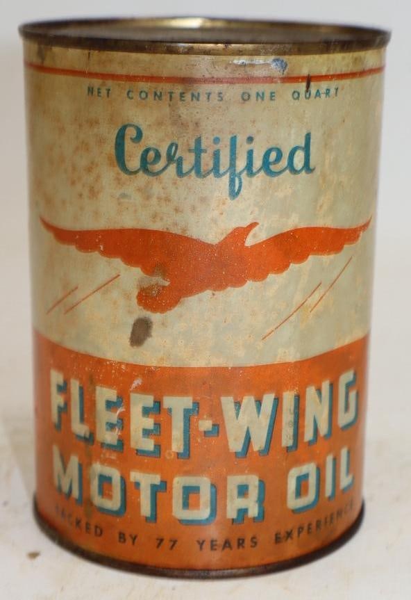 Fleet-Wing Certified One Quart Metal Oil Can: Empty. 4" x 4" x 5.5"