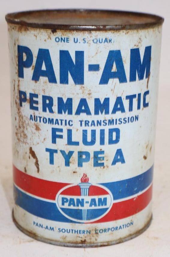 Pan-Am ATF One Quart Metal Oil Can: Empty. 4" x 4" x 5.5"