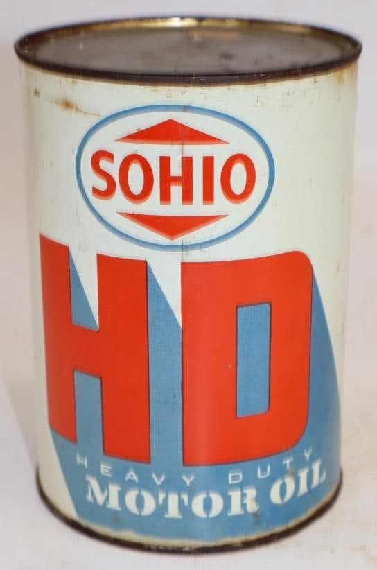 Sohio HD One Quart Metal Oil Can with Shaded Letters: Empty. 4" x 4" x 5.5"