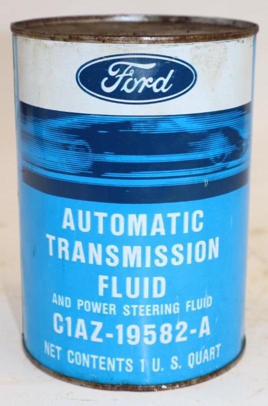 Ford ATF One Quart Metal Oil Can: Full. 4" x 4" x 5.5"